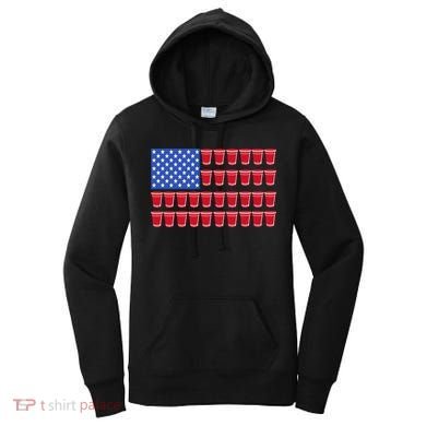 Beer Pong Ing Tee American Flag Red Solo Cups Meaningful Gift Women's Hoodie