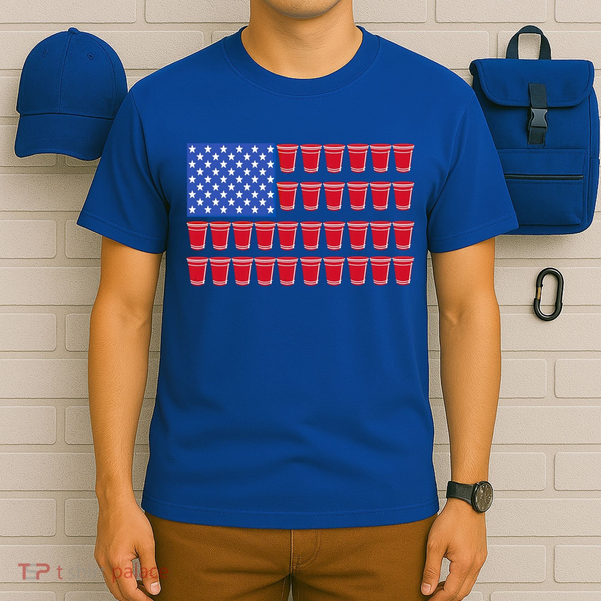 Beer Pong Ing Tee American Flag Red Solo Cups Meaningful Gift T-Shirt