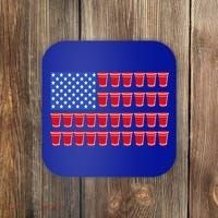 Beer Pong Ing Tee American Flag Red Solo Cups Meaningful Gift Coaster thumb 0