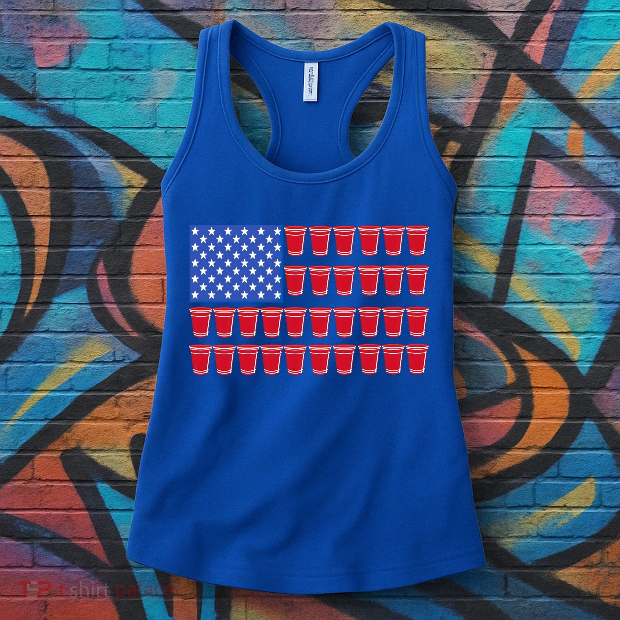 Beer Pong Ing Tee American Flag Red Solo Cups Meaningful Gift Women's Tank Top