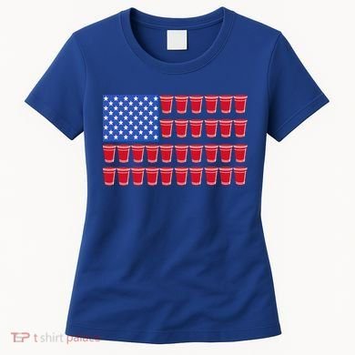 Beer Pong Ing Tee American Flag Red Solo Cups Meaningful Gift Women's T-Shirt
