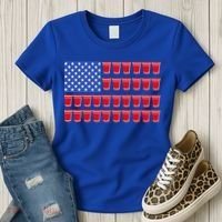 Beer Pong Ing Tee American Flag Red Solo Cups Meaningful Gift Women's T-Shirt thumb 3