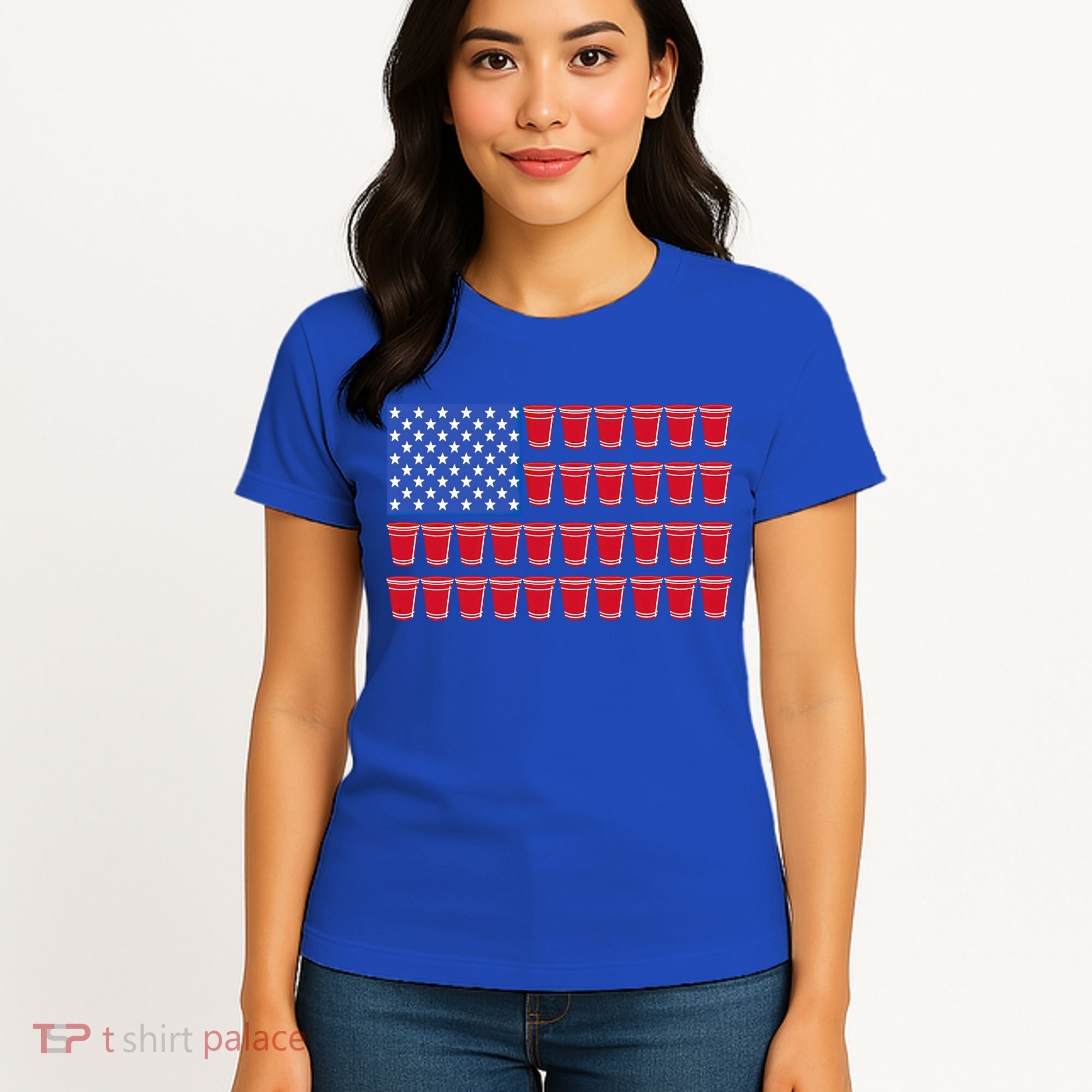 Beer Pong Ing Tee American Flag Red Solo Cups Meaningful Gift Women's T-Shirt