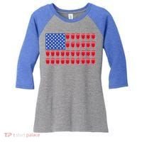 Beer Pong Ing Tee American Flag Red Solo Cups Meaningful Gift Women's Tri-Blend 3/4-Sleeve Raglan Shirt thumb 0