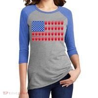 Beer Pong Ing Tee American Flag Red Solo Cups Meaningful Gift Women's Tri-Blend 3/4-Sleeve Raglan Shirt thumb 2