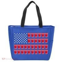 Beer Pong Ing Tee American Flag Red Solo Cups Meaningful Gift Tote Bag thumb 0