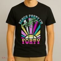 Beach Party I’M Forty Retro Sun Beach T-Shirt thumb 3