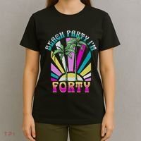 Beach Party I’M Forty Retro Sun Beach T-Shirt thumb 4