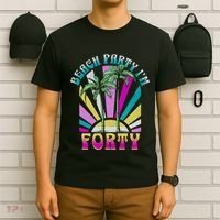 Beach Party I’M Forty Retro Sun Beach T-Shirt thumb 6