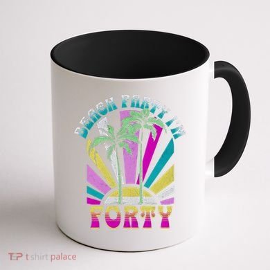 Beach Party I’M Forty Retro Sun Beach Coffee Mug back