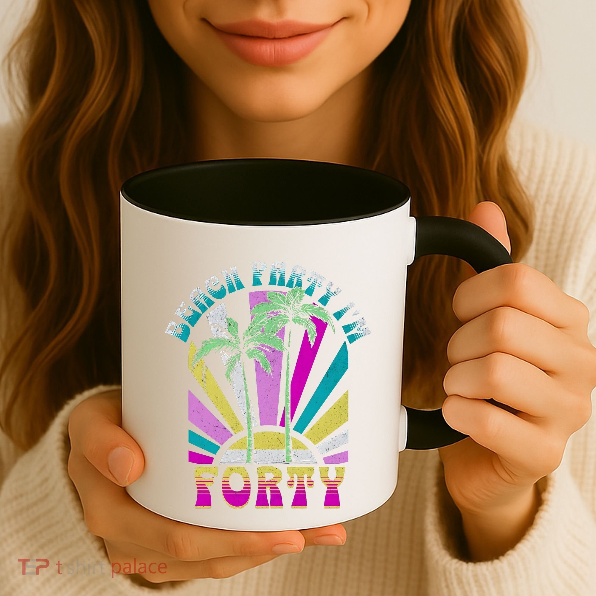 Beach Party I’M Forty Retro Sun Beach Coffee Mug