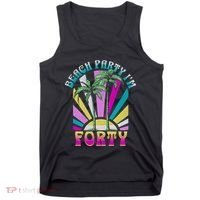 Beach Party I’M Forty Retro Sun Beach Tank Top thumb 0