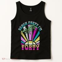 Beach Party I’M Forty Retro Sun Beach Tank Top thumb 2