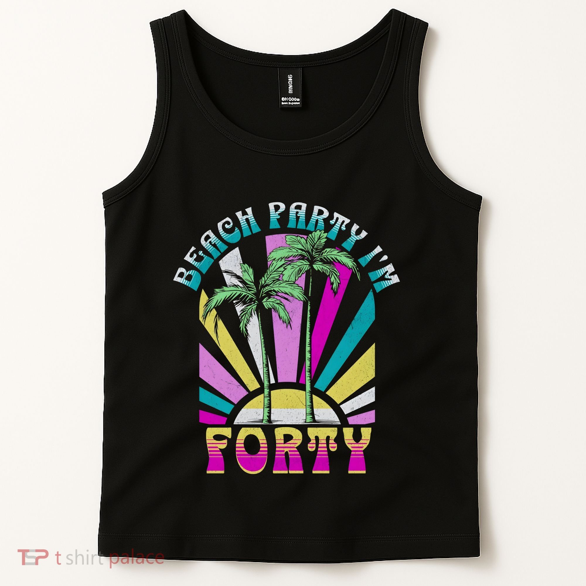 Beach Party I’M Forty Retro Sun Beach Tank Top