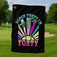 Beach Party I’M Forty Retro Sun Beach Golf Towel thumb 1
