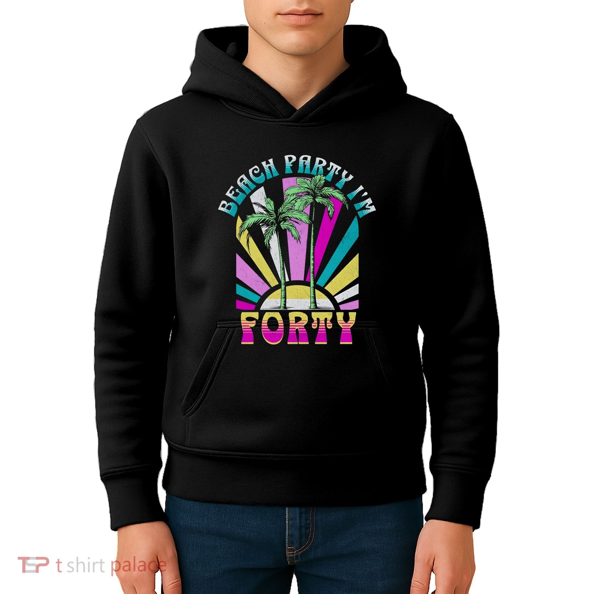 Beach Party I’M Forty Retro Sun Beach Kids Hoodie