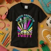 Beach Party I’M Forty Retro Sun Beach Kids T-Shirt thumb 3