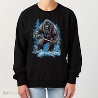Bigfoot Playing Ice Hockey Funny Sasquatch Hockey Stick Funny Gift Women's Sweatshirt thumb 0