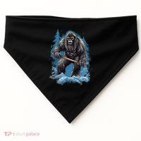 Bigfoot Playing Ice Hockey Funny Sasquatch Hockey Stick Funny Gift USA-Made Doggie Bandana thumb 0
