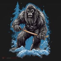 Bigfoot Playing Ice Hockey Funny Sasquatch Hockey Stick Funny Gift Bucket Hat thumb 4