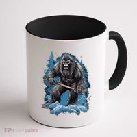 Bigfoot Playing Ice Hockey Funny Sasquatch Hockey Stick Funny Gift Coffee Mug thumb 1