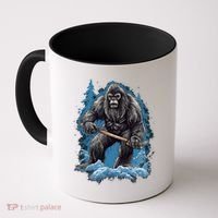 Bigfoot Playing Ice Hockey Funny Sasquatch Hockey Stick Funny Gift Coffee Mug thumb 0