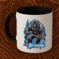 Bigfoot Playing Ice Hockey Funny Sasquatch Hockey Stick Funny Gift Coffee Mug thumb 2