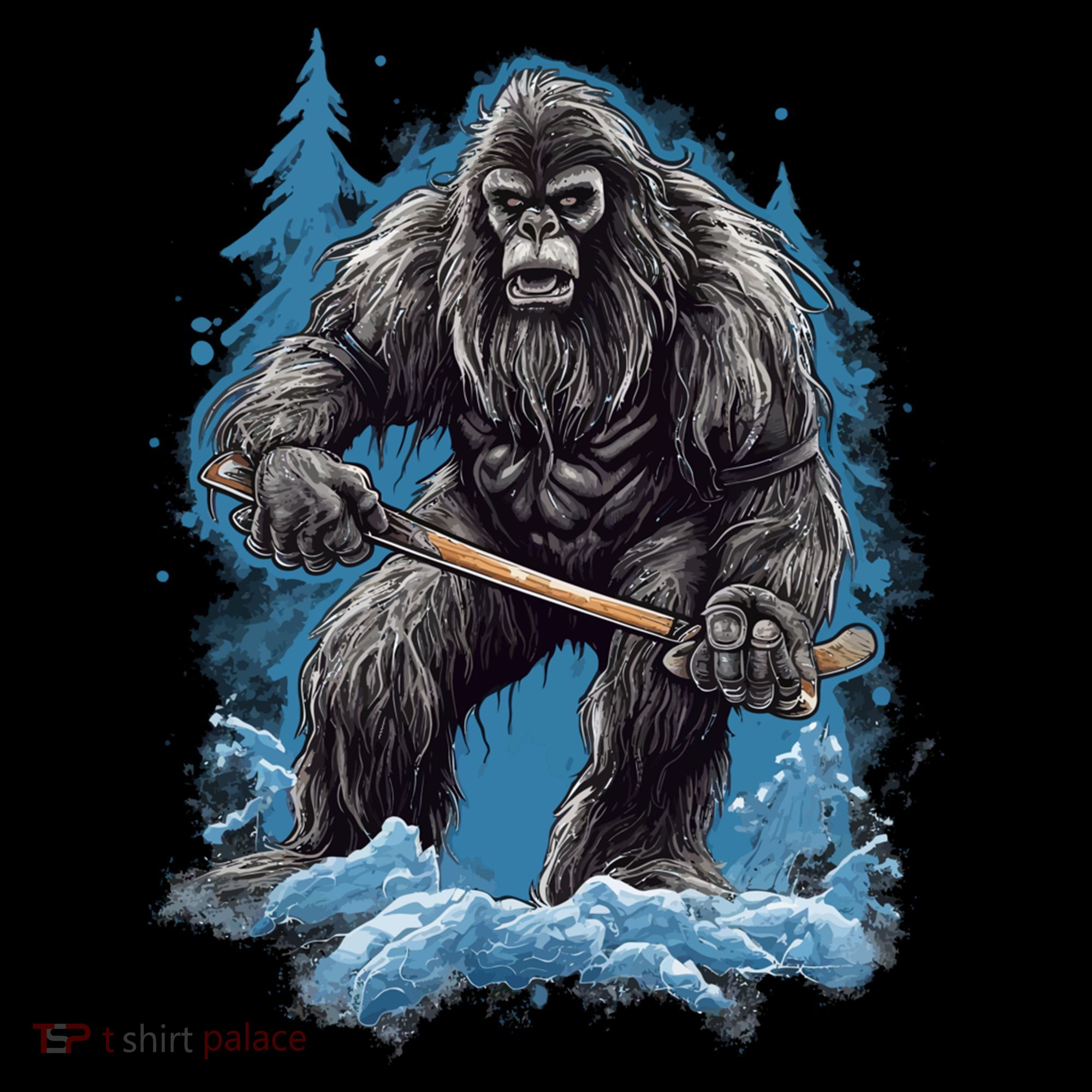 Bigfoot Playing Ice Hockey Funny Sasquatch Hockey Stick Funny Gift Coffee Mug