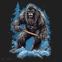 Bigfoot Playing Ice Hockey Funny Sasquatch Hockey Stick Funny Gift Beanie thumb 2