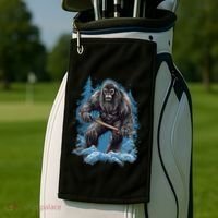 Bigfoot Playing Ice Hockey Funny Sasquatch Hockey Stick Funny Gift Golf Towel thumb 2
