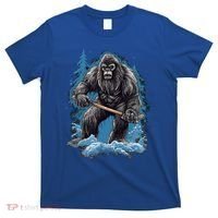 Bigfoot Playing Ice Hockey Funny Sasquatch Hockey Stick Funny Gift T-Shirt thumb 0