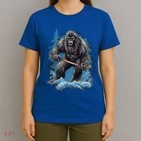 Bigfoot Playing Ice Hockey Funny Sasquatch Hockey Stick Funny Gift T-Shirt thumb 4