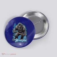 Bigfoot Playing Ice Hockey Funny Sasquatch Hockey Stick Funny Gift Button thumb 0
