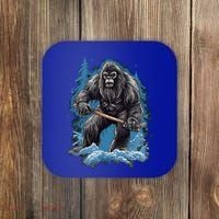 Bigfoot Playing Ice Hockey Funny Sasquatch Hockey Stick Funny Gift Coaster thumb 0