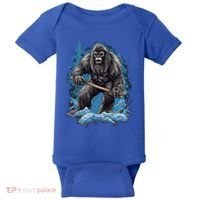 Bigfoot Playing Ice Hockey Funny Sasquatch Hockey Stick Funny Gift Baby Bodysuit thumb 0