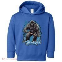 Bigfoot Playing Ice Hockey Funny Sasquatch Hockey Stick Funny Gift Toddler Hoodie thumb 0