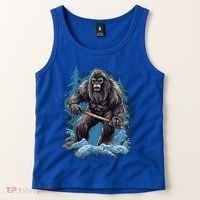 Bigfoot Playing Ice Hockey Funny Sasquatch Hockey Stick Funny Gift Tank Top thumb 2