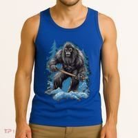 Bigfoot Playing Ice Hockey Funny Sasquatch Hockey Stick Funny Gift Tank Top thumb 3