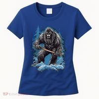 Bigfoot Playing Ice Hockey Funny Sasquatch Hockey Stick Funny Gift Women's T-Shirt thumb 0