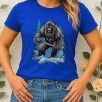 Bigfoot Playing Ice Hockey Funny Sasquatch Hockey Stick Funny Gift Women's T-Shirt thumb 2