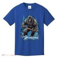 Bigfoot Playing Ice Hockey Funny Sasquatch Hockey Stick Funny Gift Kids T-Shirt thumb 0