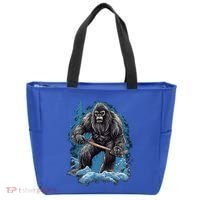 Bigfoot Playing Ice Hockey Funny Sasquatch Hockey Stick Funny Gift Tote Bag thumb 0