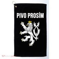 Beer Please In Czech Funny Czech Republic Souvenir Golf Towel thumb 0
