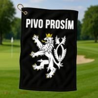 Beer Please In Czech Funny Czech Republic Souvenir Golf Towel thumb 1