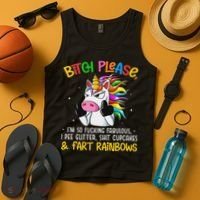 Bith Please Im So Fuking Fabulous I Pee Fun Unicorn Tank Top thumb 4