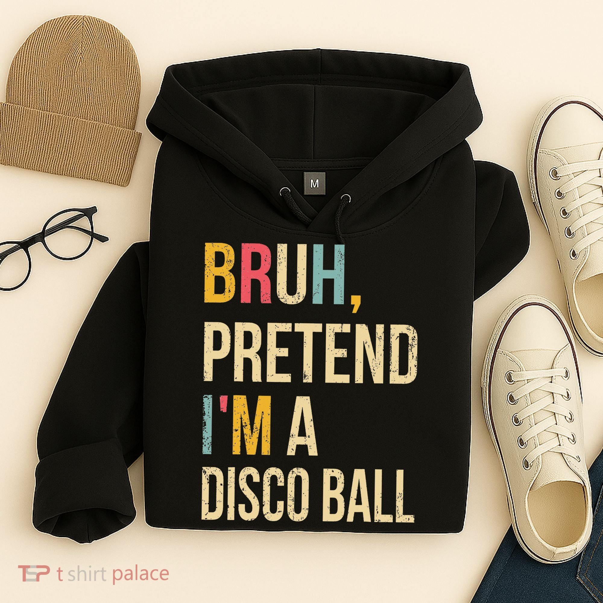 Bruh Pretend I'm A Disco Ball Halloween Lazy Costume Diy Hoodie
