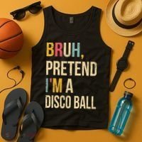 Bruh Pretend I'm A Disco Ball Halloween Lazy Costume Diy Tank Top thumb 4