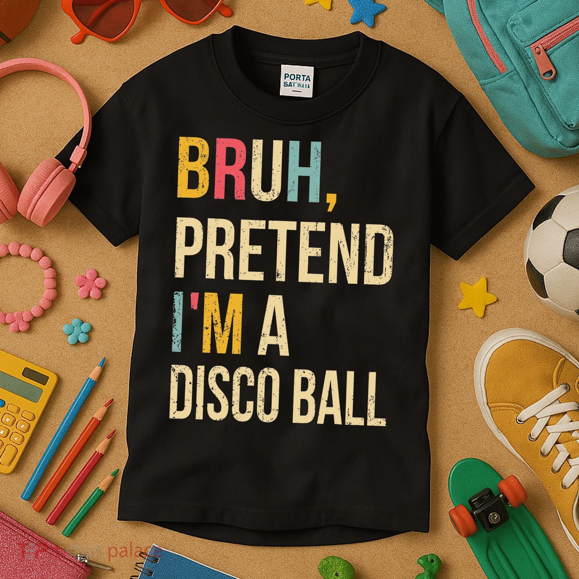 Bruh Pretend I'm A Disco Ball Halloween Lazy Costume Diy Kids T-Shirt