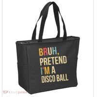 Bruh Pretend I'm A Disco Ball Halloween Lazy Costume Diy Tote Bag thumb 2