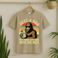 Bigfoot Papa Just A Dad Who Always Came Back With The Milk T-Shirt thumb 2